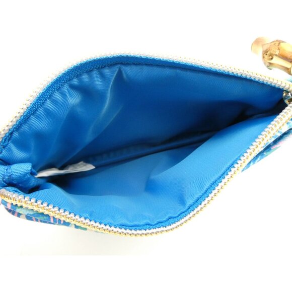 Lilly Pulitzer Blue & Pink Zippered Pouch With Bamboo Clip - Picture 10 of 12